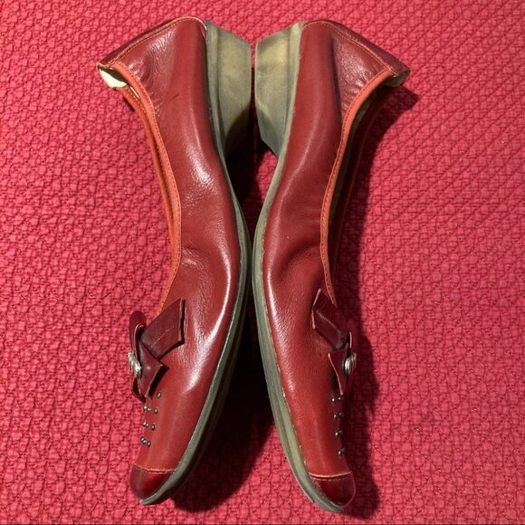 DORKING Sz 41 by Fluchos Red Metallic Slip-On Square  Toe Shoes Made In Spain - Picture 4 of 8